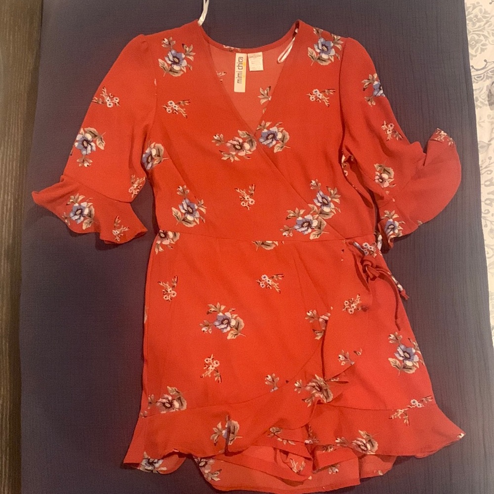Rust color floral romper